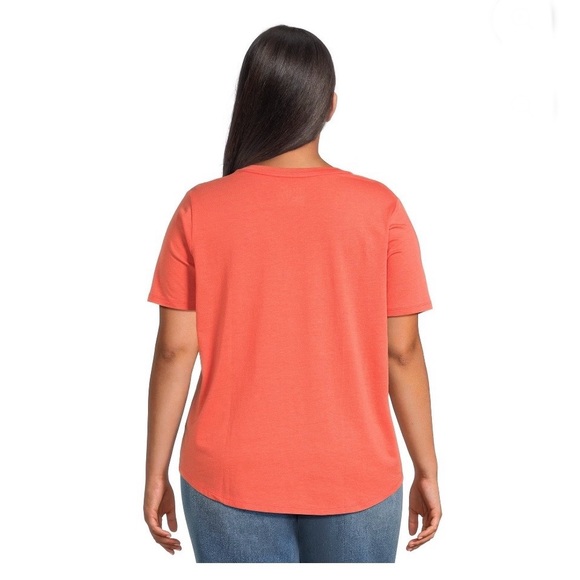 Terra & Sky Women's Plus Core V-Neck Short Sleeve Tee Size 1X (16W-18W) Orange - Picture 3 of 12